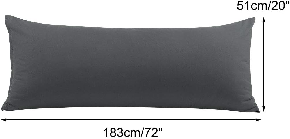 PiccoCasa Body Pillow Cover, Soft Microfiber Pillowcase with Zipper Closure, 20"x72" Grey cotton Grey