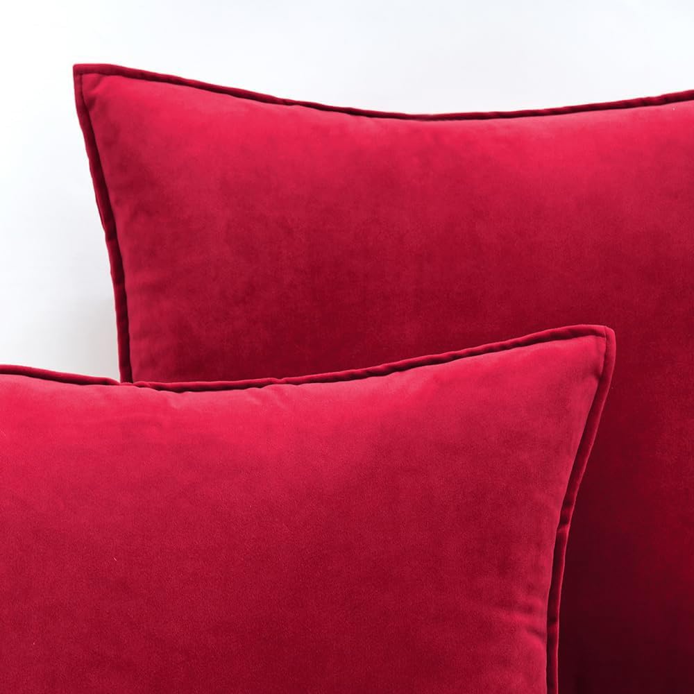 Miulee Red Velvet Throw Pillow Covers 18x18 Soft Decorative Solid Square Cushion Cases Pack of 2 Modern Luxury Home Decor for Couch, Sofa,…