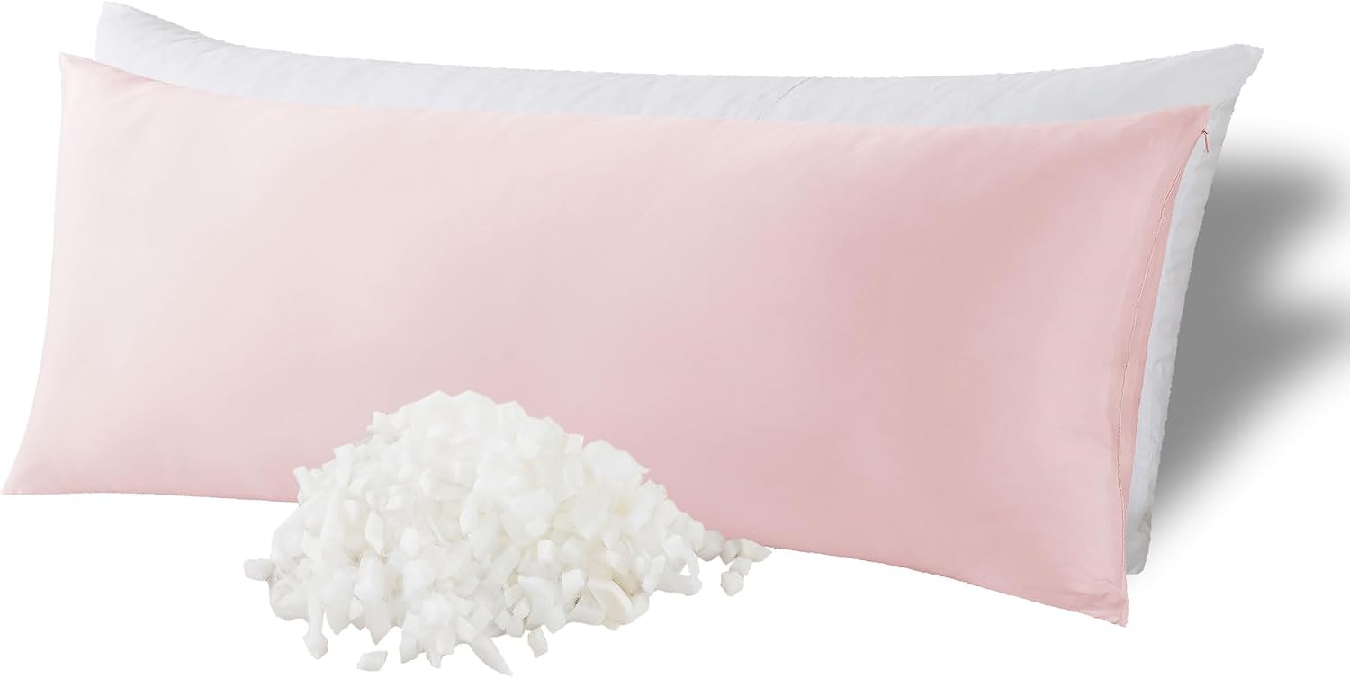 WhatsBedding Memory Foam Body Pillow with Zippered Cooling Cover, Full Body Pillow for Adults, Long Pillow for Sleeping, Fluffy…