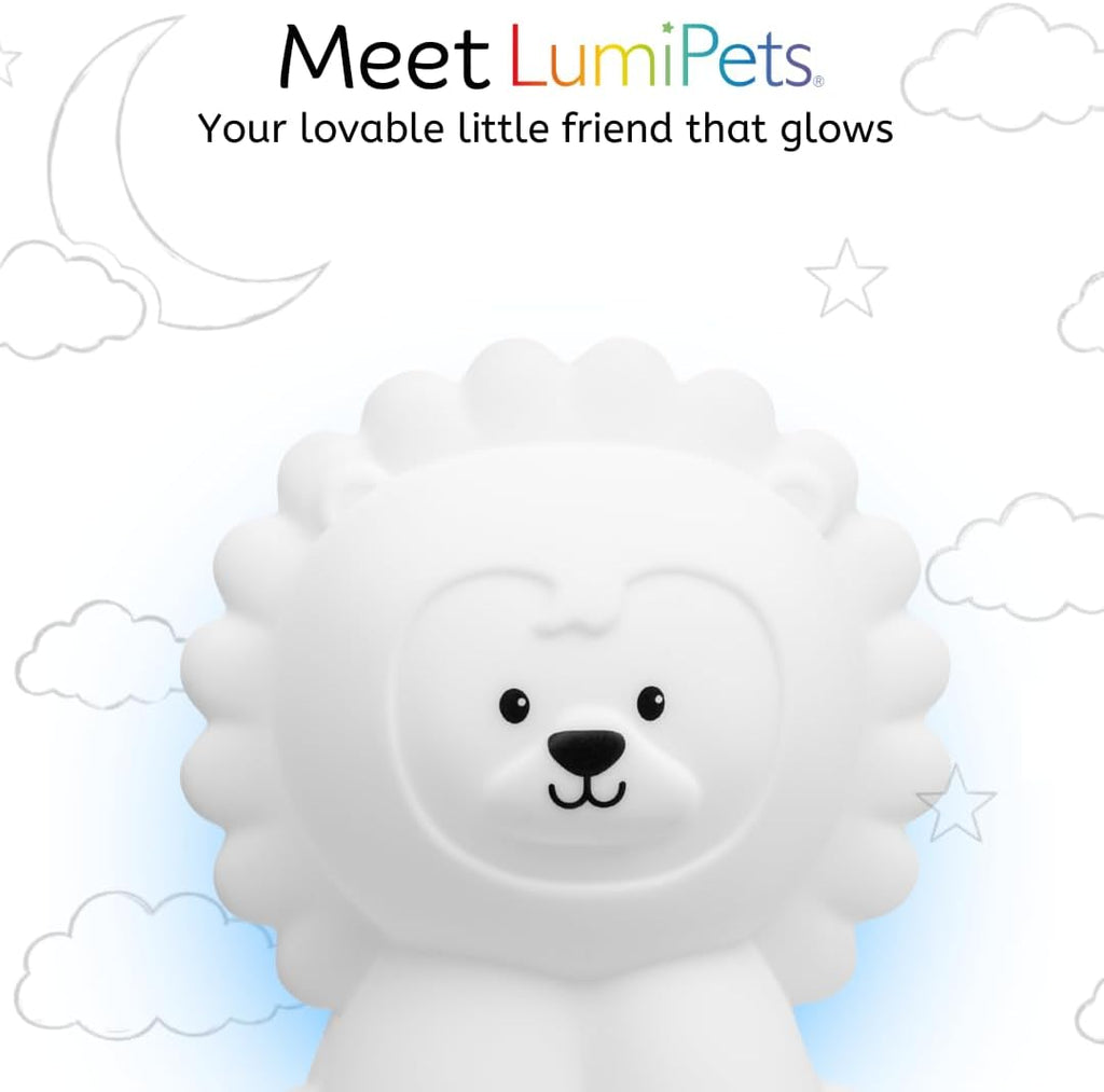 Lumipets Remote Control Silicone Night Light for Kids - Lion Design with 9 Soft Colors & Sleep Timer - Rechargeable, Battery-Operated…