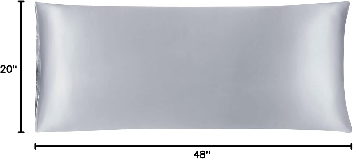 uxcell Body Pillow Cover, 20x48 Inch Silver Silky Satin Body Pillowcases for Hair and Skin, Soft Cooling Smooth Pillow Case with Envelope…