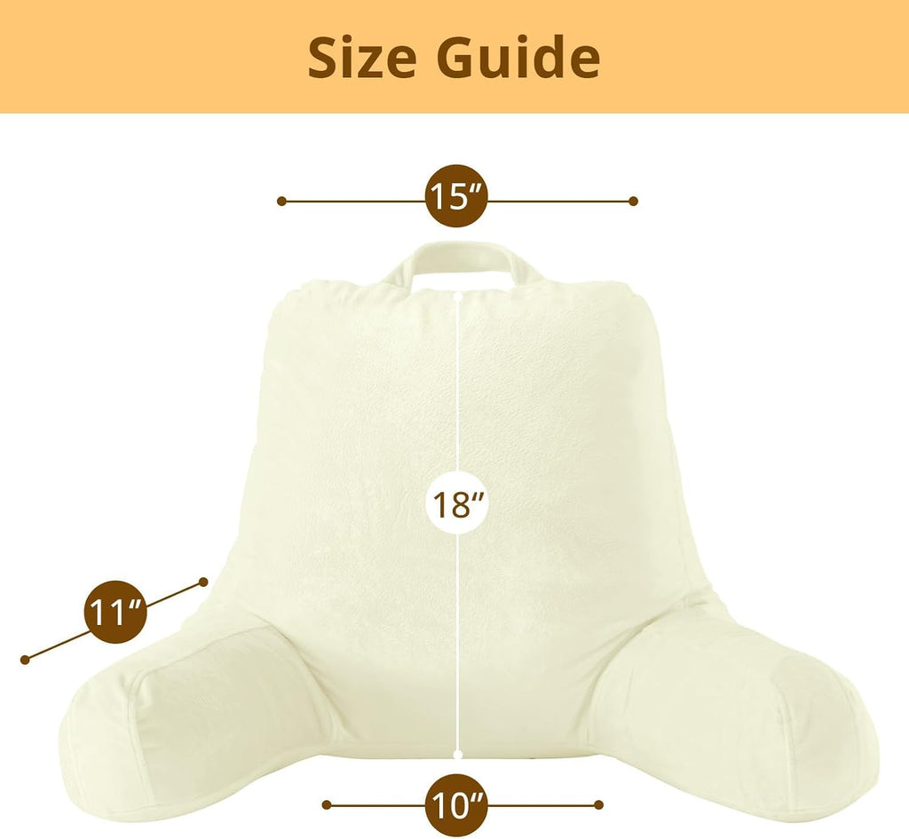 Sasttie Reading Pillow, Velvet Back Pillow for Bed Sitting Up, Adult Back-Rest Support Cushion with Arms for Sit Up on Couch, Sofa, and…