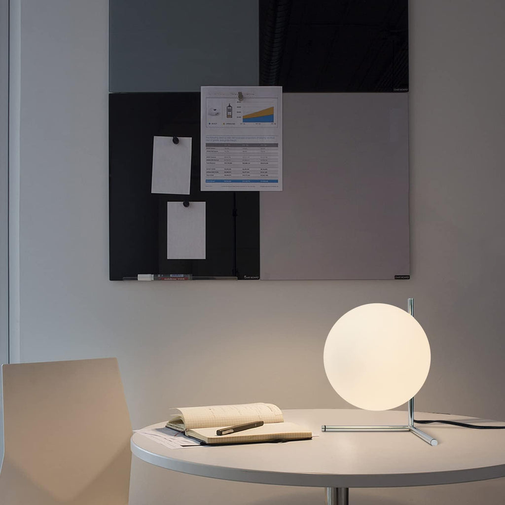 BOKT Modern Globe Table Lamp Chrome Simple Desk Lamp Bedside Nightstand Small Lamp Nordic Creative Design White Glass Ball Reading Lights…
