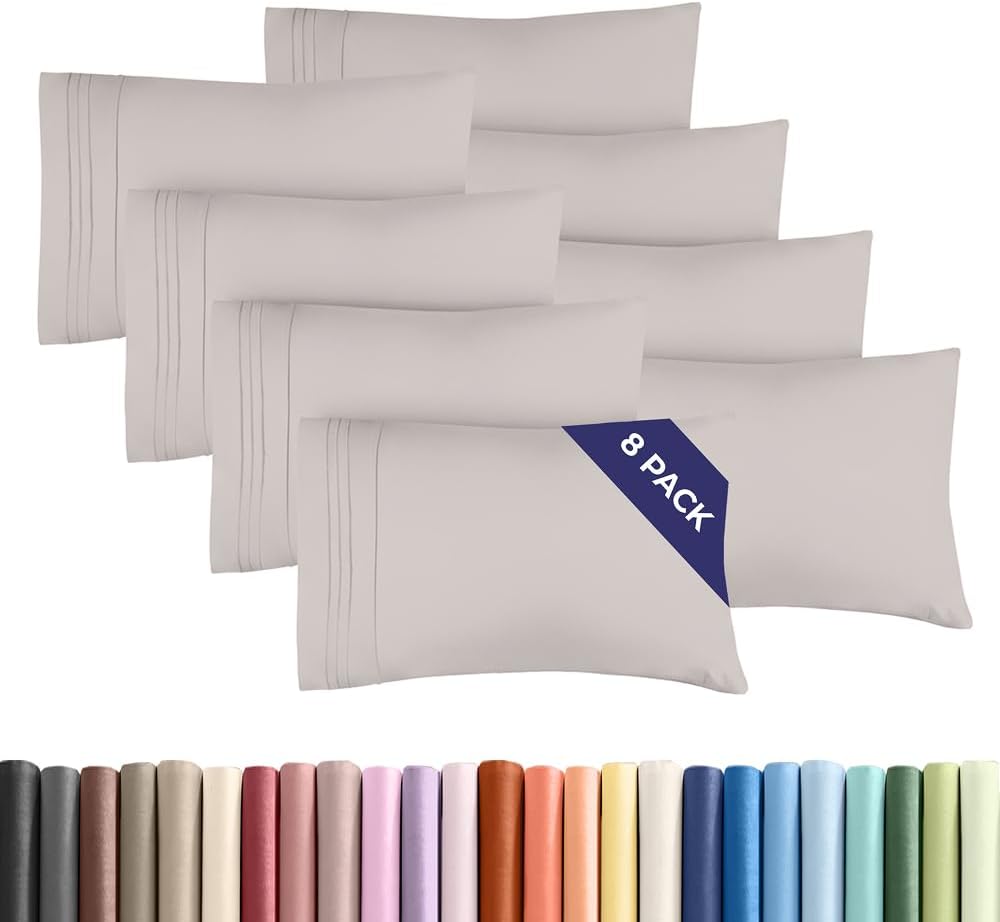 Standard Pillow Cases Set of 8 - Ultra Soft Hotel Quality Pillowcase Covers - Comfy & Wrinkle Free - Shrink, Stain and Fade Resistant…