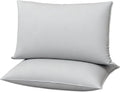 Flat Ultra Thin Bed Pillows King Size Pillow Set of 2 Extra Soft Down Alternative for Stomach Back Sleeper Light Grey 20x36inches
