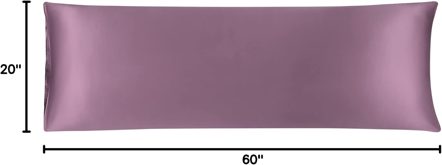 uxcell Body Pillow Cover, 20x60 Inch Mauve Silky Satin Body Pillowcases for Hair and Skin, Soft Cooling Smooth Pillow Case with Envelope…