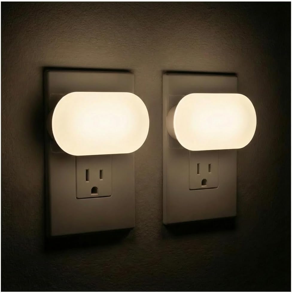 Lights By Night Mini Bright Night Light, Plug-in, Dusk-to-Dawn Sensor, Adjustable & Dimmable LED, Up to 100 Lumens – Ideal for Bedroom…