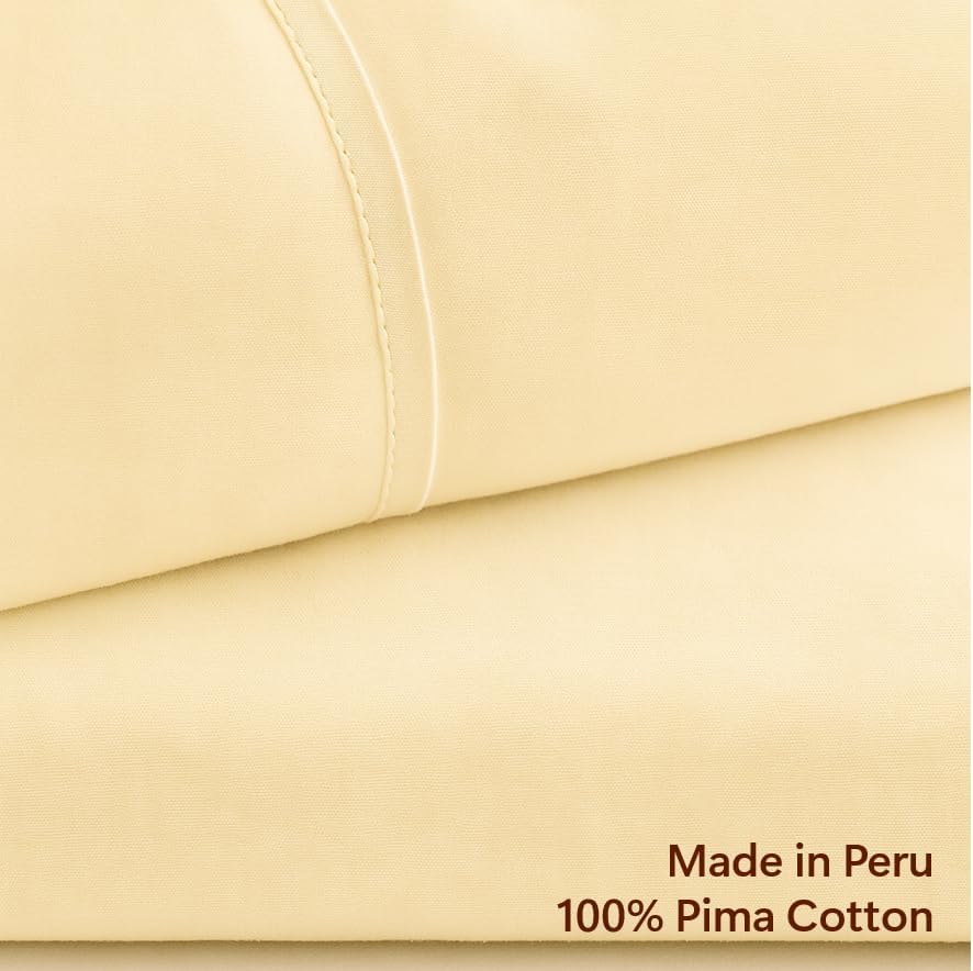 Perupima Peru Pima 415 Thread Count Percale California King Sheet Set - 100% Peruvian Pima Cotton, 4 Piece (Flat, Fitted, 2 Pillowcases) -…