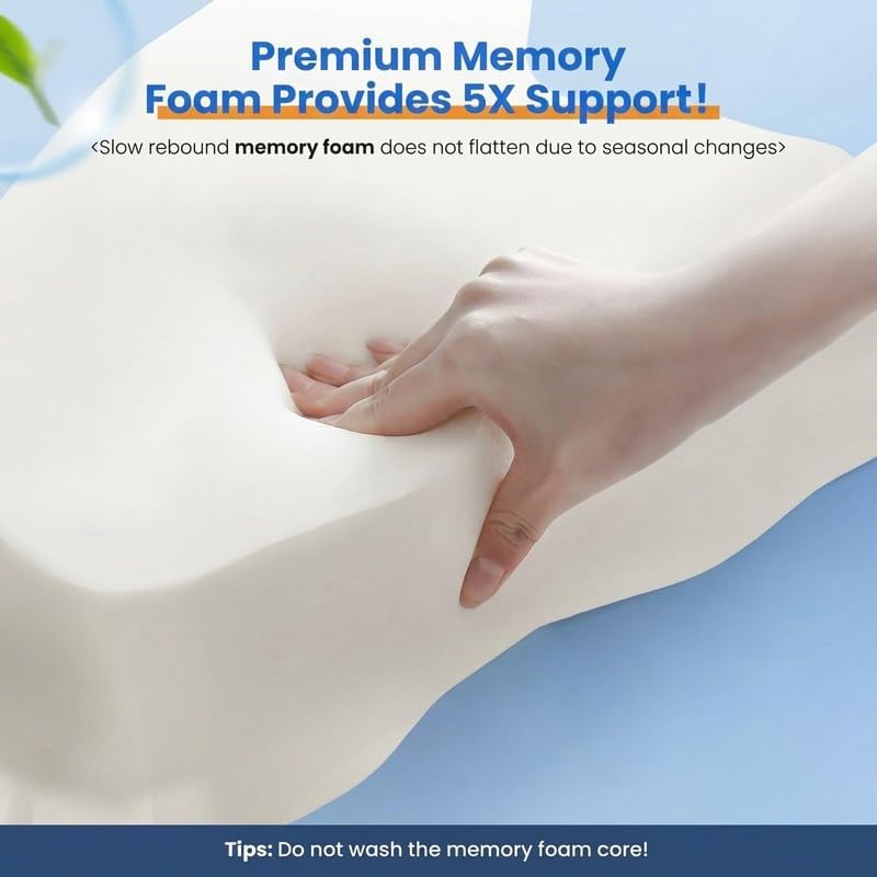 WKEFF Cooling Neck Support Pillow, Adjustable Cervical Memory Foam for, Odorless Ergonomic Orthopedic Bed Pillows for Side Back Sto…