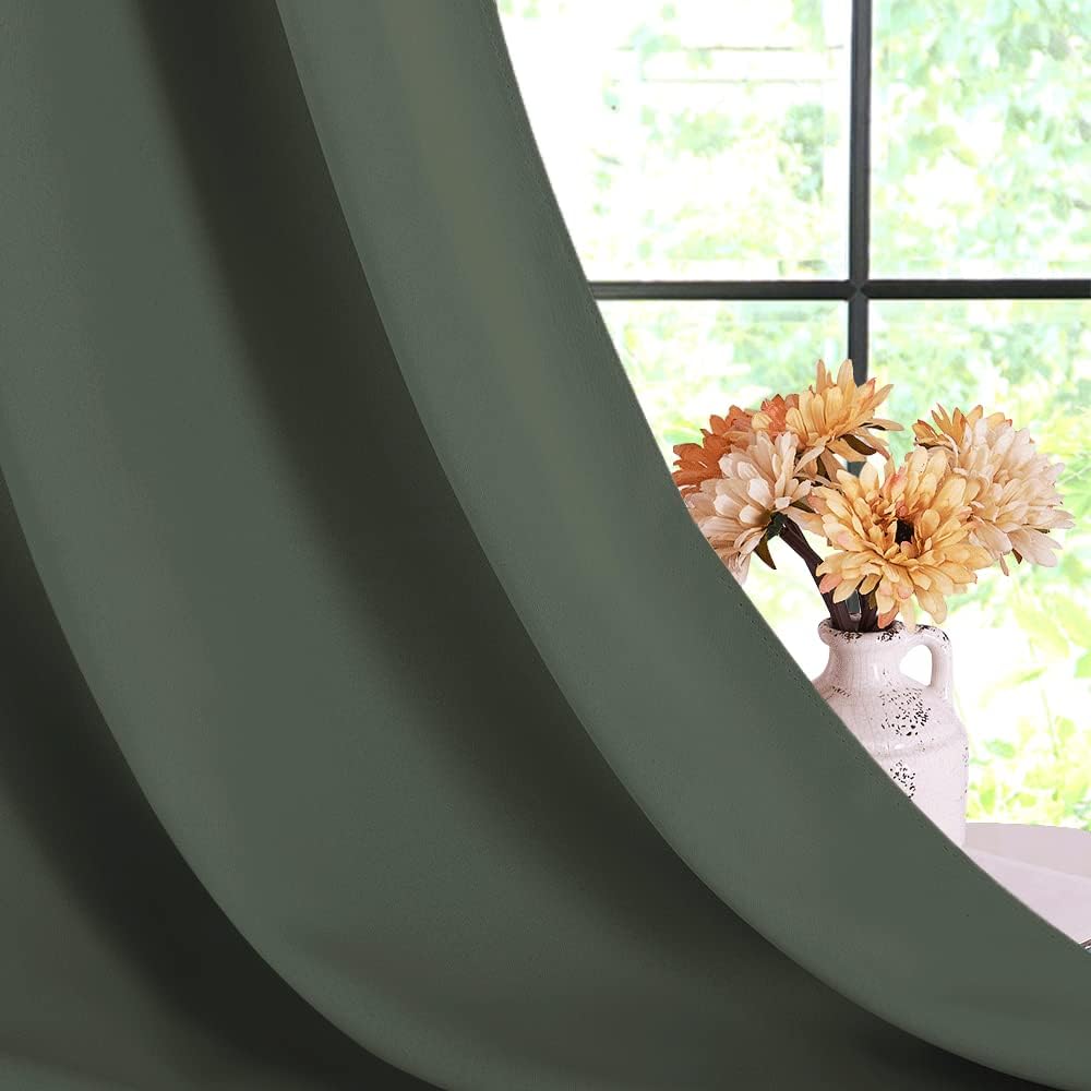 NICETOWN Room Darkening Draperies Window Curtain Panels, Thermal Insulated Grommet Room Darkening Curtains for Bedroom (Dark Mallard, 2…