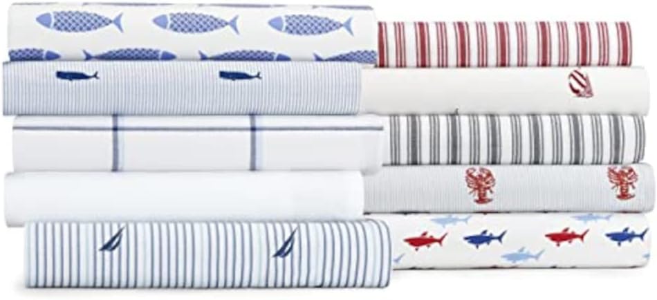 Nautica – Twin XL Size Sheet Set, Crisp Cotton Percale Bedding with Matching Pillowcase, Lightweight & Breathable Bed Sheets, Deep Pocket,…