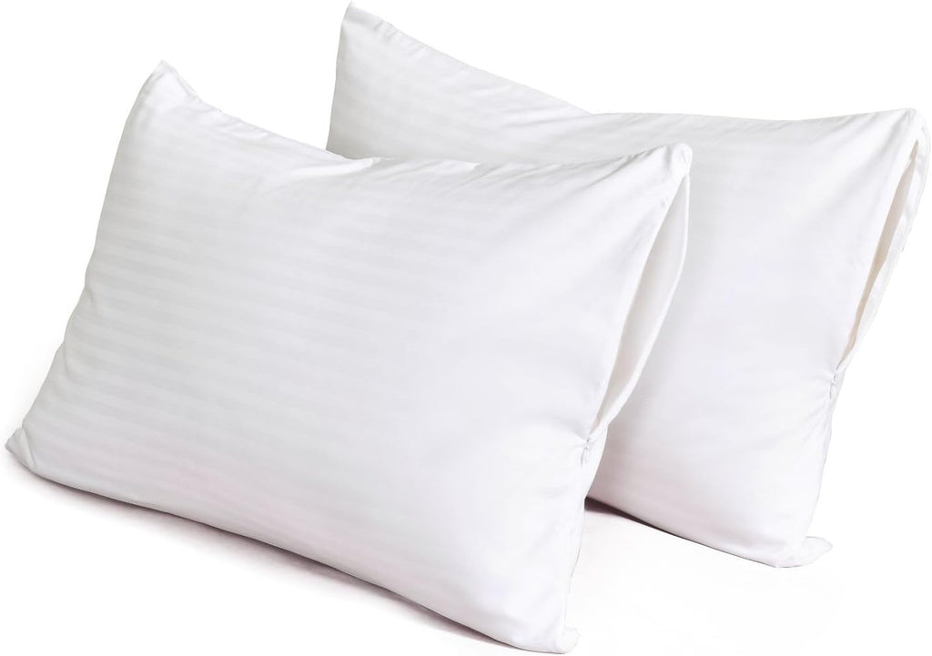 4 Pack King Size Pillow Protectors with Zipper, Luxury Hotel Quality Pillow Cases Covers, Soft, Breathable, Machine Washable, 20x 36 Inches