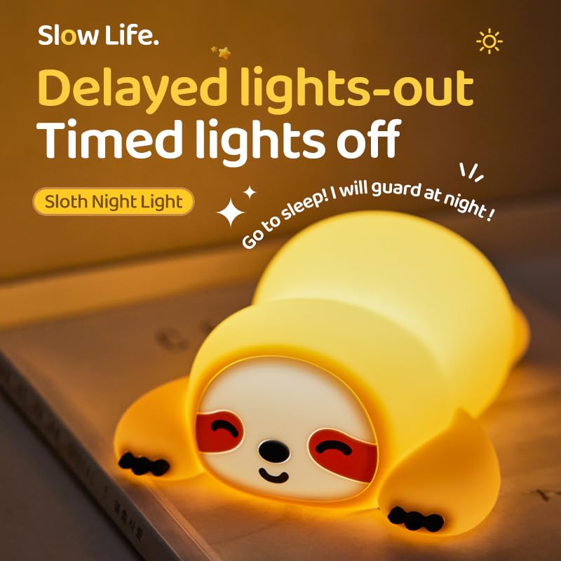 Atsuinightlight ATSUI Sloth Night Light, LED Squishy Novelty Animal Lamp, Food Grade Silicone, 3 Level Dimmable, Breastfeeding Nursery Nigh…