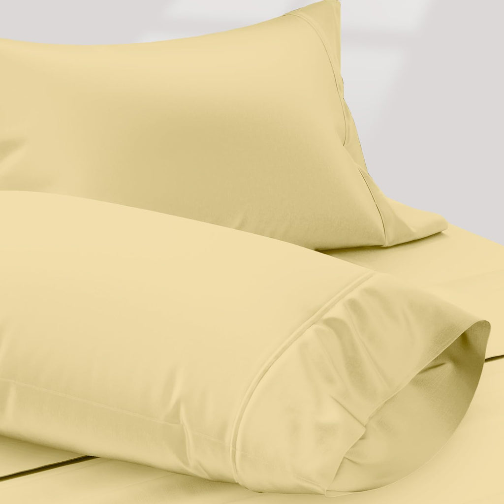 Texas Linen Co. 100% Egyptian Cotton Pillow Cases King Size Set of 2 - Luxury 1200 Series Sateen Beige Pillow Covers, Silky Soft &…