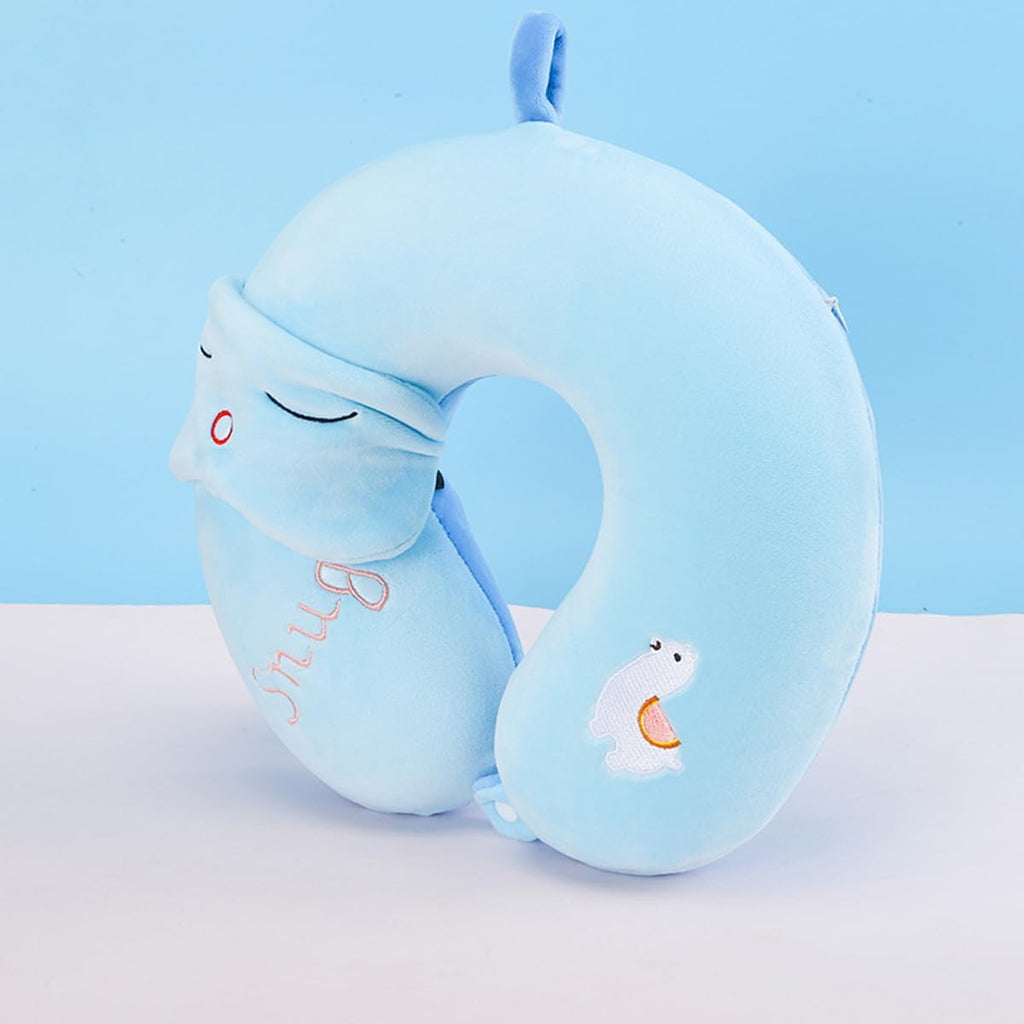 MissSoul Kids Neck Pillow for Travel with Sleep Eye Mask, Cute Travel Neck Pillow, Memory Foam Flight Sleeping Headrest Pillow for Boys & G…