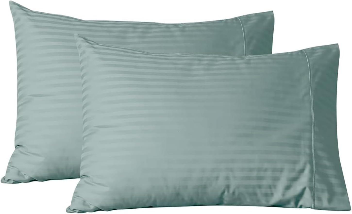 Featherstitchnewyork Feather & Stitch 100% Cotton Standard Pillow Covers Set of 2, 500TC Envelope Closure Pillowcases, Soft Luxury Damask S…