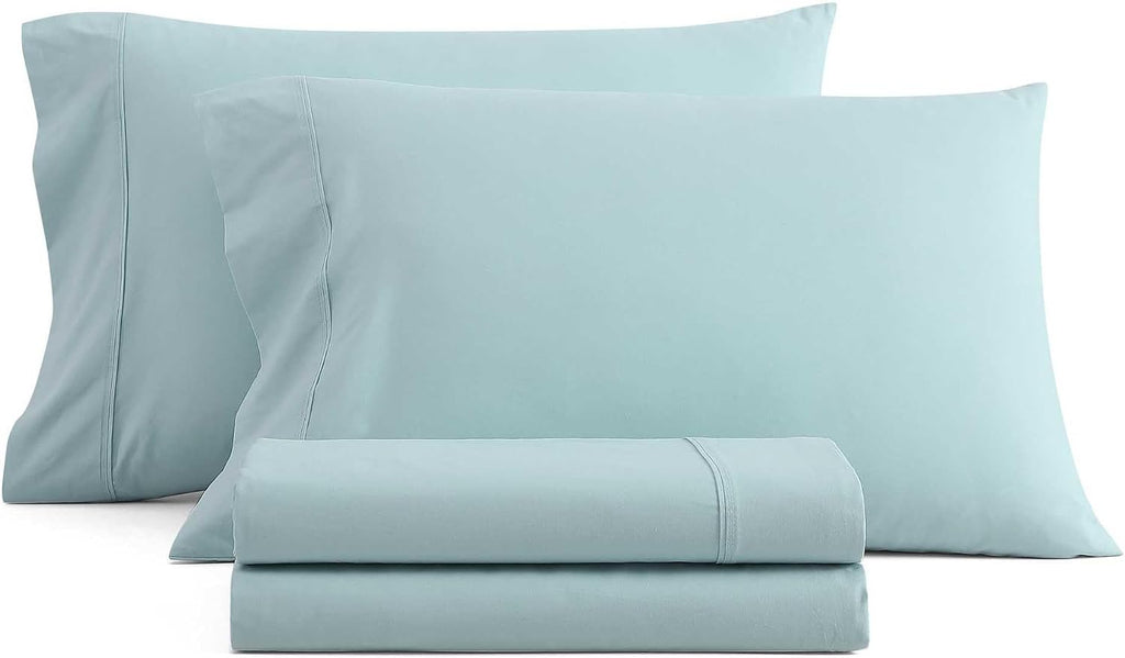 MarthaStewart Martha Stewart - Twin Size Sheets Set, Crisp & Tailored Cooling Sheets w/a Naturally Smooth Cotton Percale Lightweight Feel -…