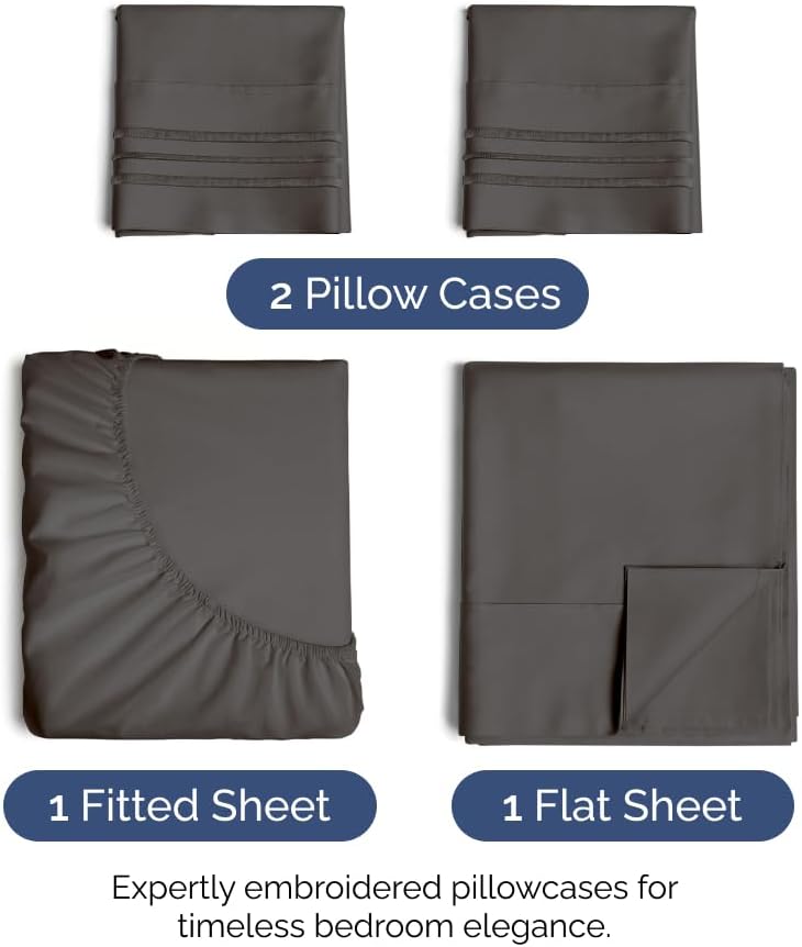 Full Size 4 Piece Sheet Set - Comfy Breathable & Cooling Sheets - Hotel Luxury Bed Sheets for Women & Men - Deep Pockets, Easy-Fit, Extra…