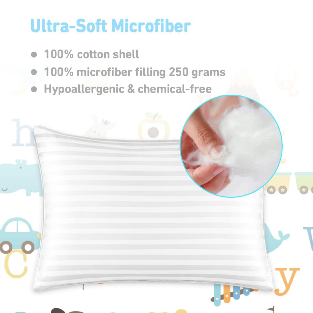 Babebay Toddler Pillow,13x18 Toddler Pillows for Sleeping, Machine Washable Kids Pillow with Soft Cotton Pillowcase, 1 Pack 1 Pack 18 inche…