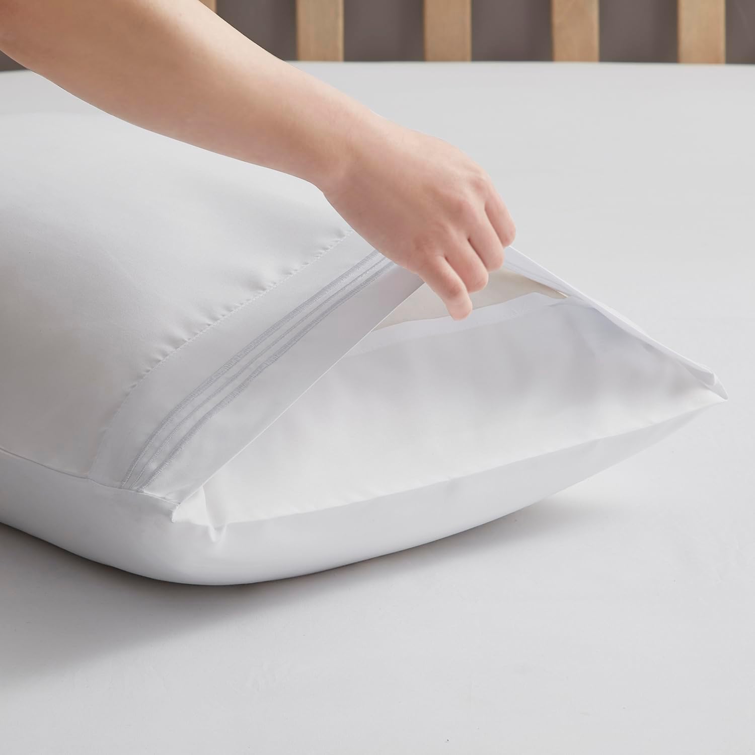 Nestl White King Pillow Cases 20x40 Inches, Soft Microfiber, Envelope Closure, King Size Set of 2 cotton White