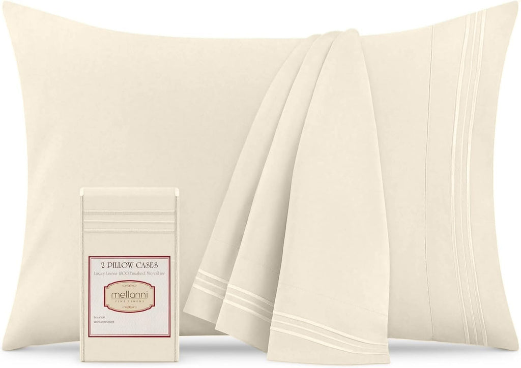Mellanni Pillow Cases - Luxury, Extra Soft, Cooling Pillow Covers - 2 PC Iconic Collection Pillowcases - Envelope Closure (Standard/Queen 2…