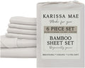 KARISSA MAE 6 Piece Pure Viscose from Bamboo Queen Size Sheet Set | 100% FSC Certified | Luxuriously Soft | Cooling | 18" Deep Pocket…
