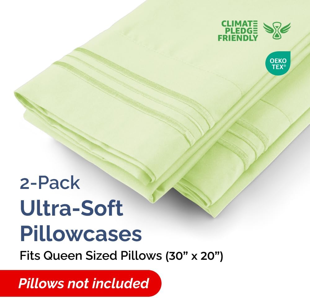 Queen Pillow Cases Set of 2 - Ultra Soft Hotel Quality Pillowcase Covers - Comfy, Cozy & Wrinkle Free - Shrinkage & Fade Resistant…