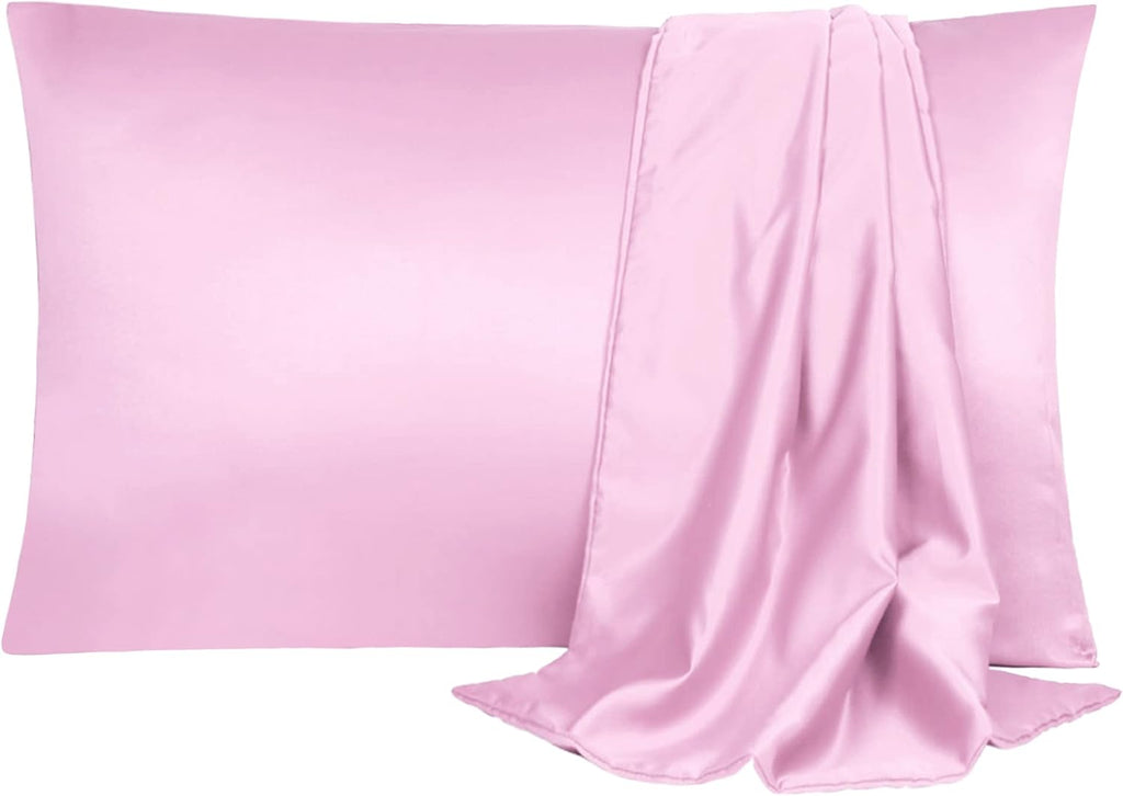 uxcell 2 Pack Silk Satin Pillowcase for Hair and Skin, Cool, Silky, Soft Breathable Pillow Cases Queen Size 20x30 Inch Sateen Pillowcase Li…