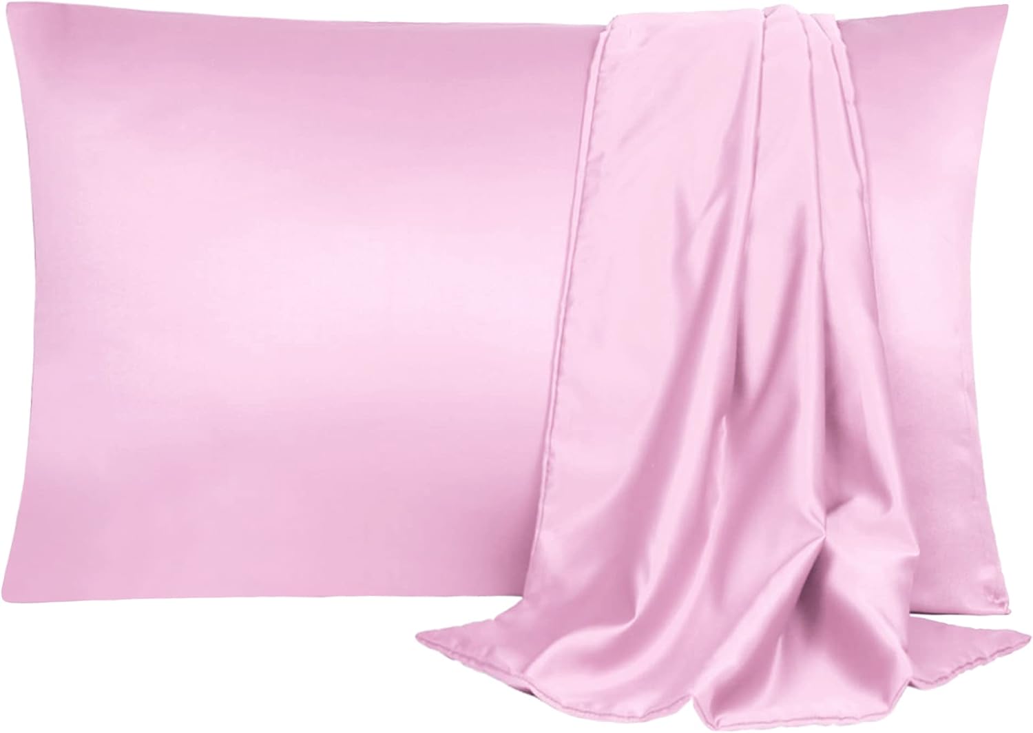 uxcell 2 Pack Silk Satin Pillowcase for Hair and Skin, Cool, Silky, Soft Breathable Pillow Cases Queen Size 20x30 Inch Sateen Pillowcase Li…