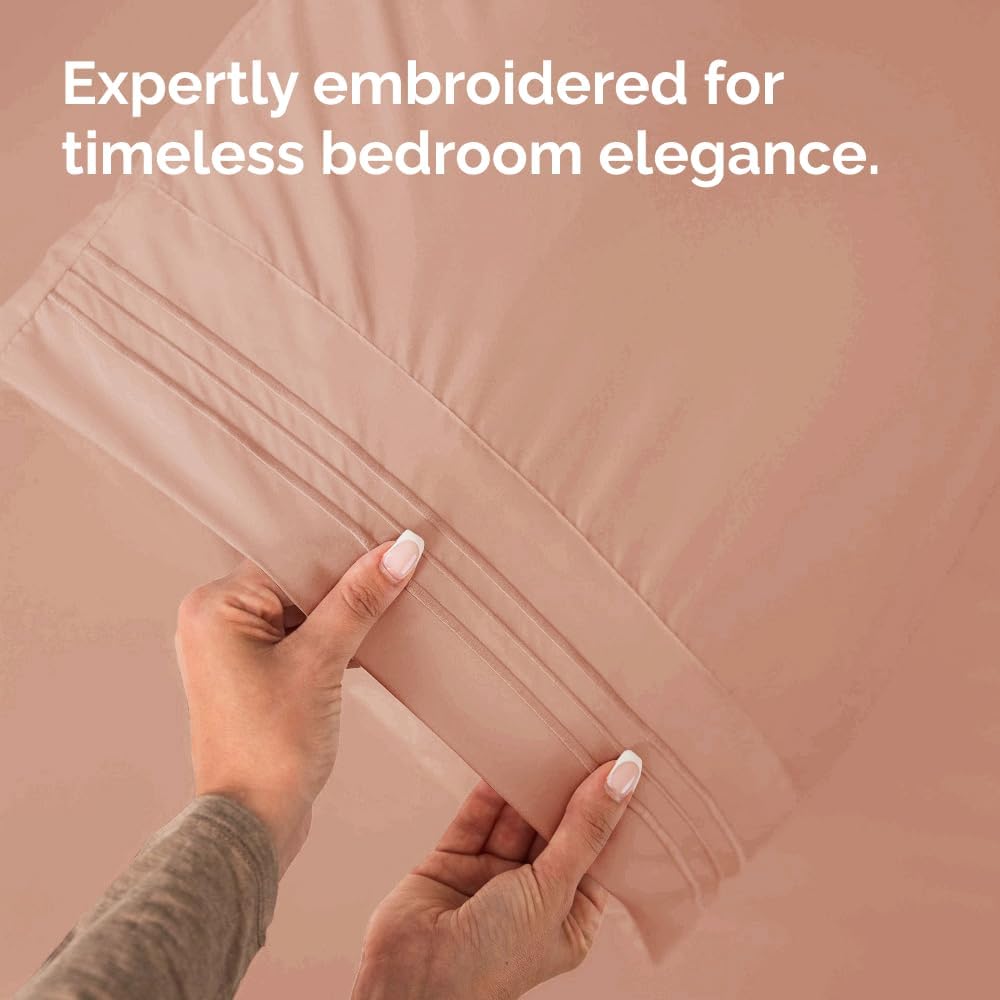 CGK Unlimited King Size Microfiber Pillowcase Set, 4 Pieces, Mauve
