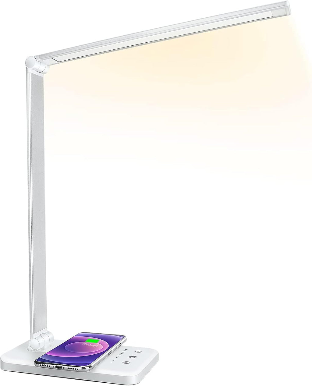 Jostic LED Desk Lamp with Wireless Charger, USB Charging Port, Desk Light with 10 Brightness, 5 Color Modes, Dimmable Eye Caring Reading De…