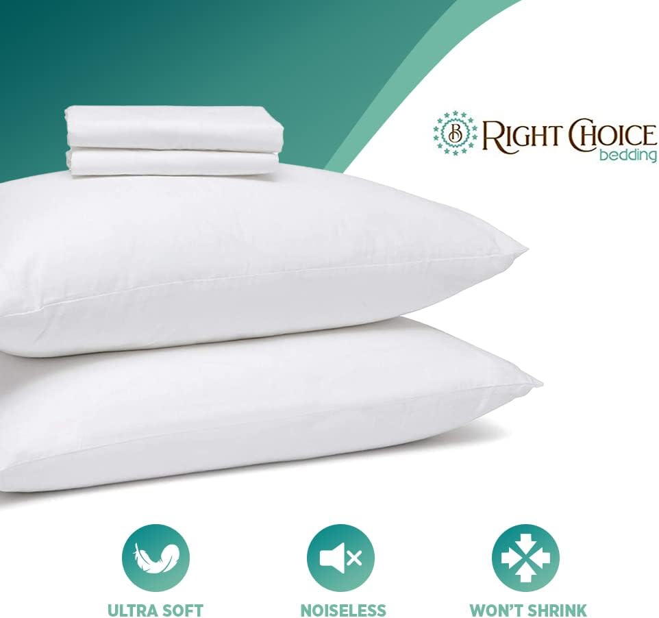 Right Choice Bedding Cotton Pillow Protectors with Zipper - Hypoallergenic Pillow Covers, Zip Up Pillowcase Standard Size 20x26 (Set of 2)…
