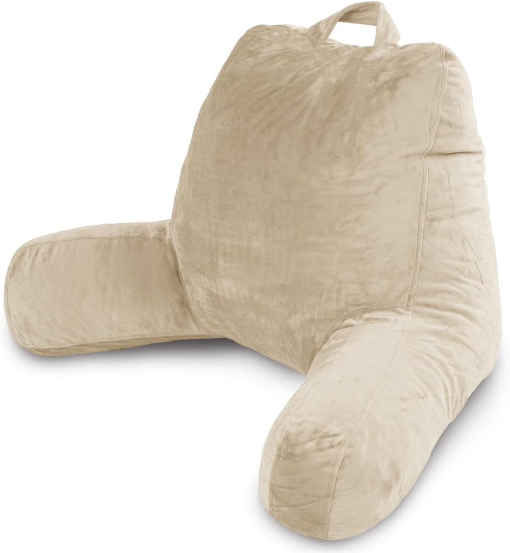 Milliard Reading Pillow with Arms, Cream, Shredded Memory Foam Back Pillow for Bed Sitting Up - Sit Up Backrest Support for Reading &…
