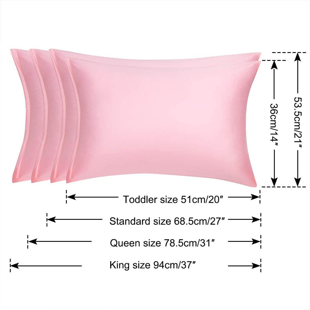 uxcell Standard Satin Pillowcase with Zipper, Super Soft and Luxury, Silky Pillow Cases Covers Set of 2, 21"x27", Blush