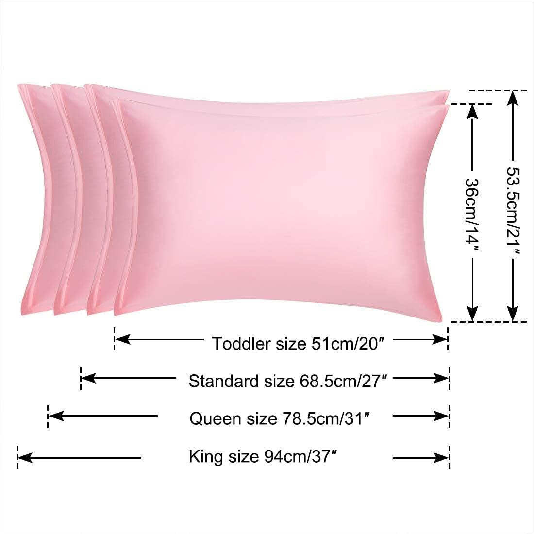 uxcell Standard Satin Pillowcase with Zipper, Super Soft and Luxury, Silky Pillow Cases Covers Set of 2, 21"x27", Blush