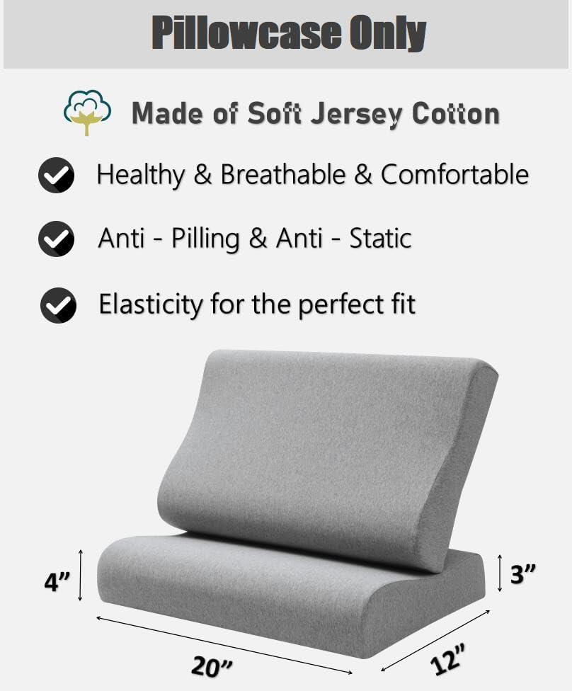 Replacement Pillow Case, Zippered Pillow Cover for Memory Foam Neck Pillow, Soft Cotton Pillow Protector for Neck Cervical Pillow, Latex Pillow