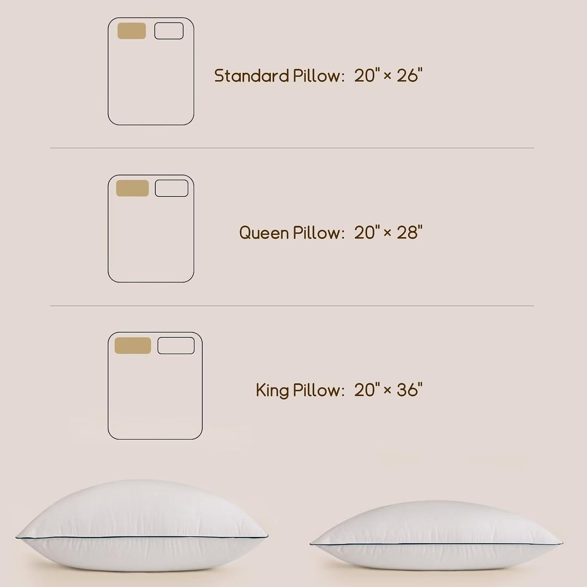BHZHouseholdProducts BHZ King Size Pillows Set of 4 Feather Down Hotel My King Pillows Bed Goose Pillow Luxury 4 Pack Pillow for Sleeping S…