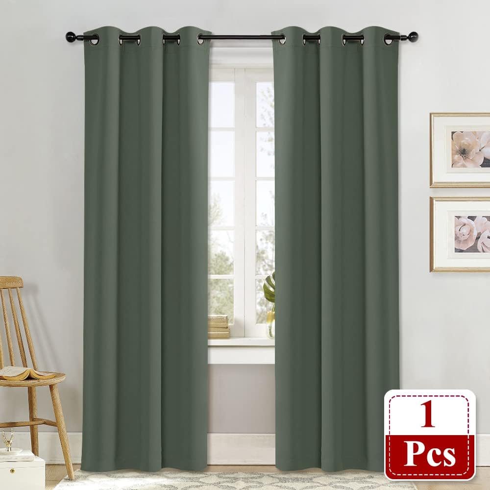 NICETOWN Dark Mallard Blackout Room Darkening Window Curtain Thermal Insulated Solid Grommet Blackout Curtain/Drape for Living Room…