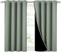 Nicetown Greyish Green 100% Blackout Curtains 45 inches Long, 2 Thick Layers Completely Blackout Window Treatment Thermal Insulated Lined D…