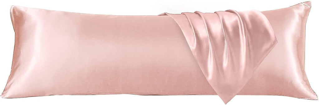 Huxmeyson Body Pillow with Satin Pillowcase, Body Pillow for Adults, Removable Cover, Pink (20"x54") Pink