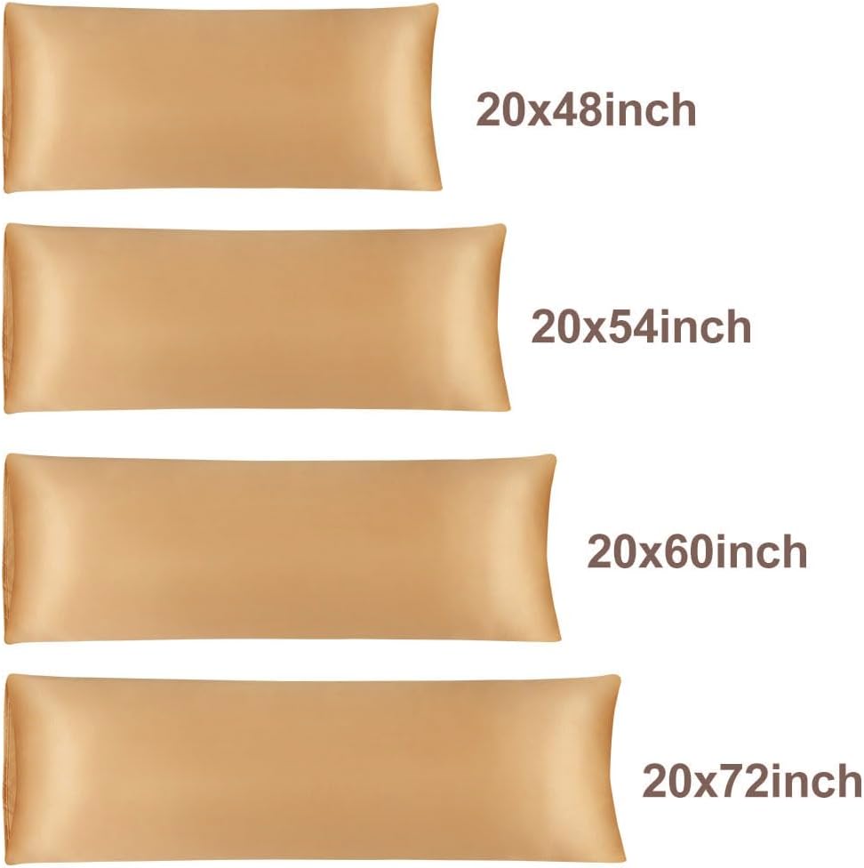 uxcell Body Pillow Cover, 20x54 Inch Gold Silky Satin Body Pillowcases for Hair and Skin, Soft Cooling Smooth Pillow Case with Envelope…
