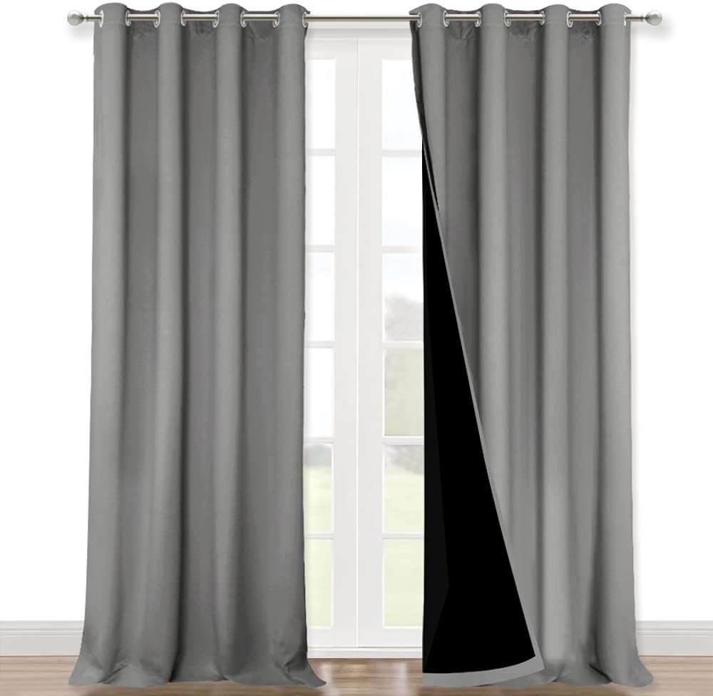 Nicetown Full Shading Curtains 90 inches Long 2 Panels Set for Windows, Super Heavy-Duty Black Lined Blackout Curtains for Bedroom, Privacy…