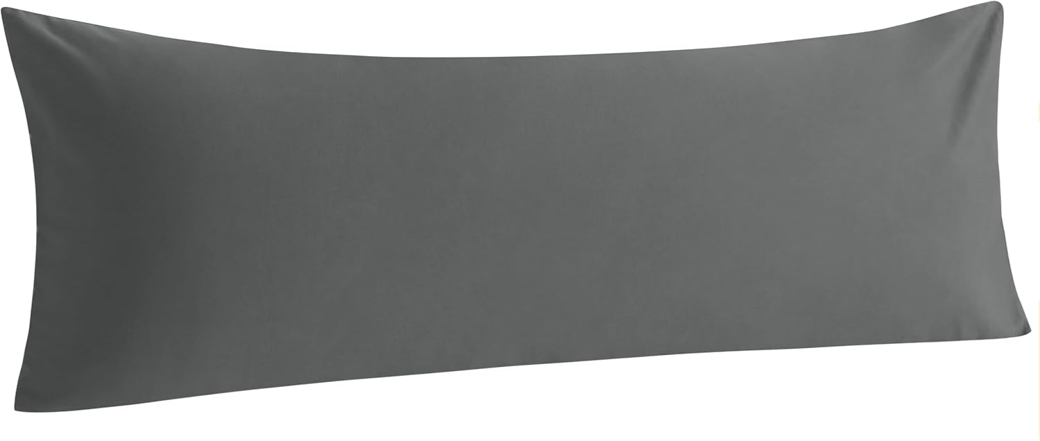 Ntbay Cotton Body Pillowcase - Envelope Closure 20x54 Pillowcase, Breathable and Soft Bed Pillow Case, Dark Grey Cotton Grey