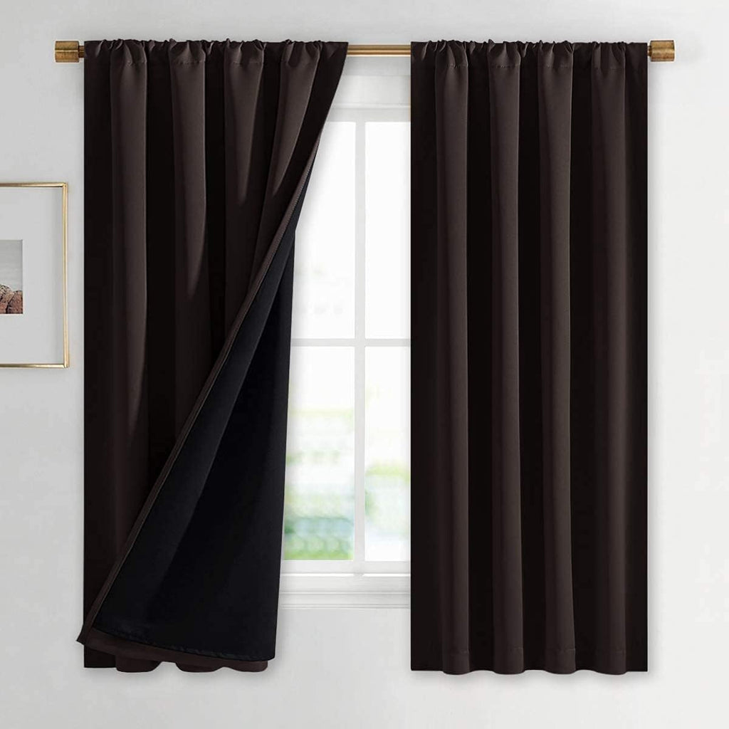 Nicetown Complete 100% Blackout Curtains, Thermal Insulated & Energy Efficiency Window Draperies with Black Liner, Noise Reducing Drapes fo…