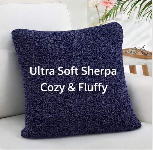Reafort Sherpa Euro Sham Pillow Cover 26x26 Inch, Ultra Soft Plush Fluffy Decorative Throw Pillow Case with Hidden Zipper, Cozy Cushion…