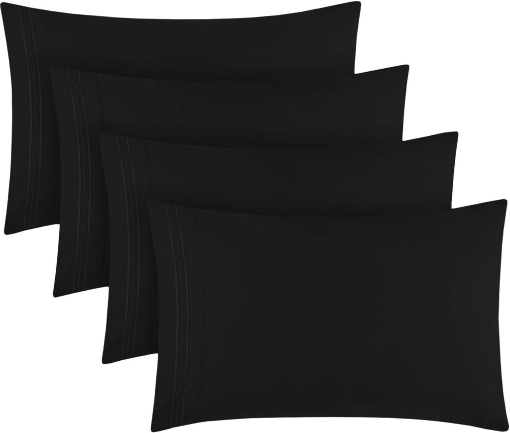 Mellanni Pillow Cases Set - 4 PC Iconic Collection Pillowcases - Hotel Luxury, Extra Soft, Cooling Pillow Covers - Wrinkle, Fade, Stain Res…