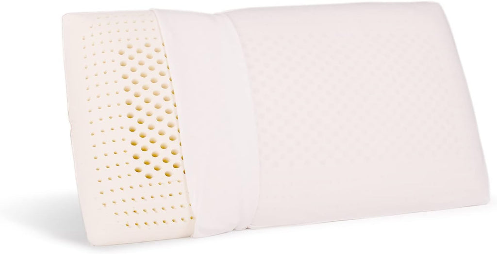 eLuxurySupply Latex Foam Bed Pillow - Extra Plush 100% Cotton Casing Cover - Support for Sleeping Reading Neck Shoulder Back - Set of 2…