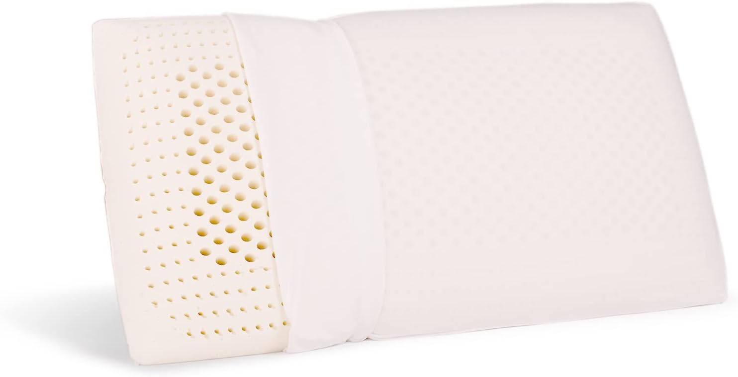 eLuxurySupply Latex Foam Bed Pillow - Extra Plush 100% Cotton Casing Cover - Support for Sleeping Reading Neck Shoulder Back - Set of 2…