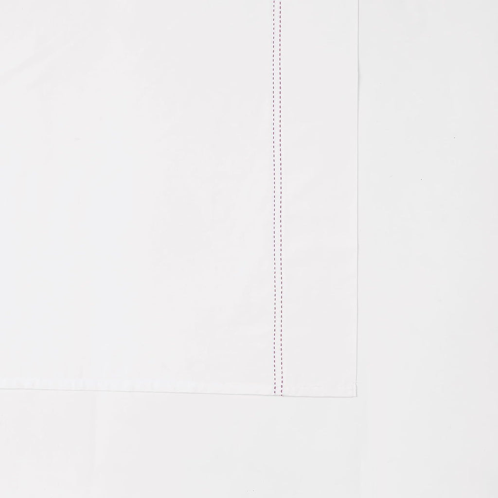 Scout 100% Cotton Percale Pick Stitch 2-Piece Standard Pillowcases in White/Pink Lemonade, Solid Color, Oeko-TEX Certified Cotton White
