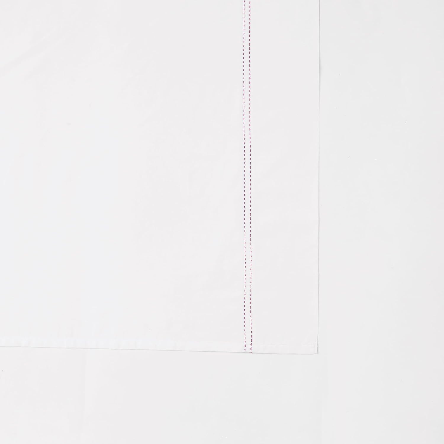 Scout 100% Cotton Percale Pick Stitch 2-Piece Standard Pillowcases in White/Pink Lemonade, Solid Color, Oeko-TEX Certified Cotton White